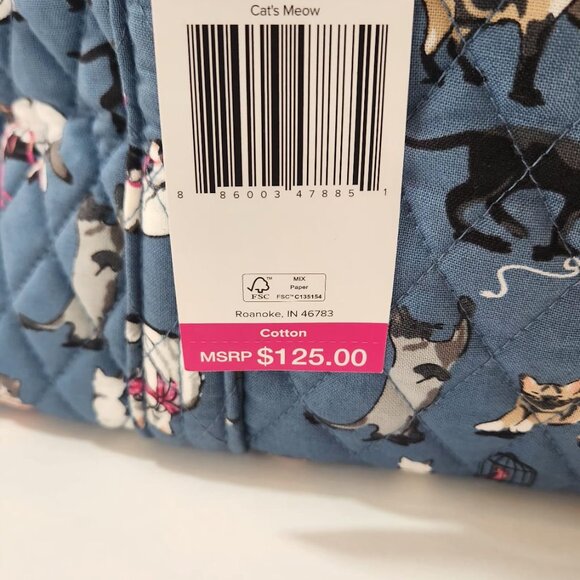 NWT Vera Bradley Cat's Meow Carry On Travel Bag Zip Top Large Tote - Picture 7 of 7